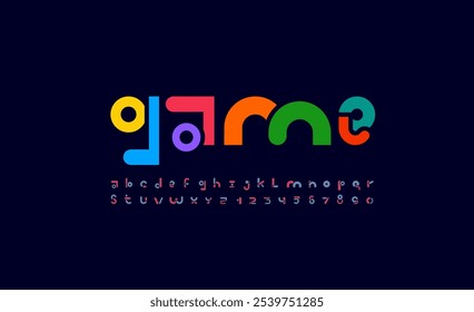 Quirky font, alphabet in the cartoon style, funny art letters and numbers, vector illustration 10EPS.