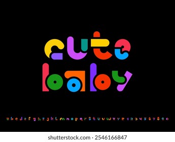 Quirky font, alphabet in the cartoon style, funny kids multi-colored letters and numbers, vector illustration 10EPS.