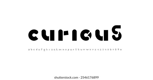 Quirky font, alphabet in the cartoon style, black funny letters and numbers, vector illustration 10EPS.