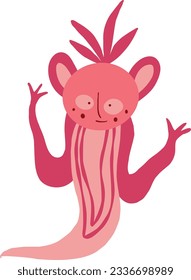 Quirky Funny demon dragon. Illustration in modern childish hand drawn style