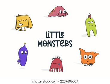 Quirky funny vector monsters set