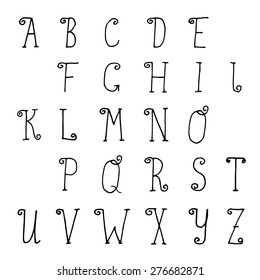 Quirky Hand Drawn Alphabet Lettersvintage Handwritten Stock Vector ...