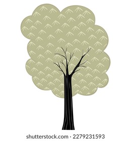 quirky handmade spring tree in vintage style, design element for cards, banners, fairy tales, wallpapers, textiles,