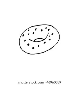 quirky ink drawing of a bagel