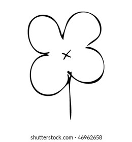 quirky ink drawing of a four leaf clover