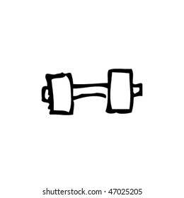 quirky ink drawing of a gym weight