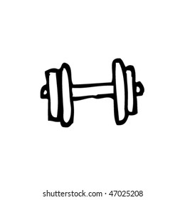 quirky ink drawing of a gym weight