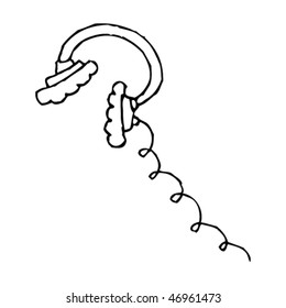 quirky ink drawing of headphones