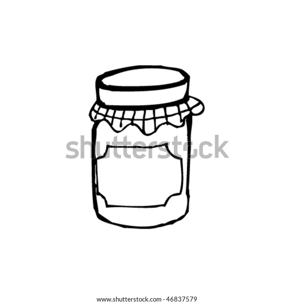 Quirky Ink Drawing Jam Jar Stock Vector (Royalty Free) 46837579
