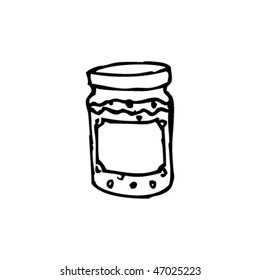 quirky ink drawing of a jar of jam