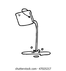 quirky ink drawing of spilling paint