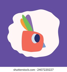 Quirky kids monster in folkart bold style. Vector graphic of funny playful doodle of bright creature for scandi illustration shape. 