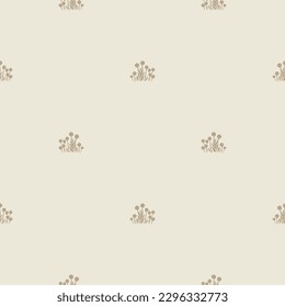 Quirky leaf sprig lino cut motif vector pattern. Seamless decoration of whimsical foliate design for scandi background. 
