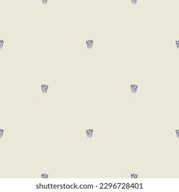 Quirky leaf sprig lino cut motif vector pattern. Seamless decoration of whimsical foliate design for scandi background. 