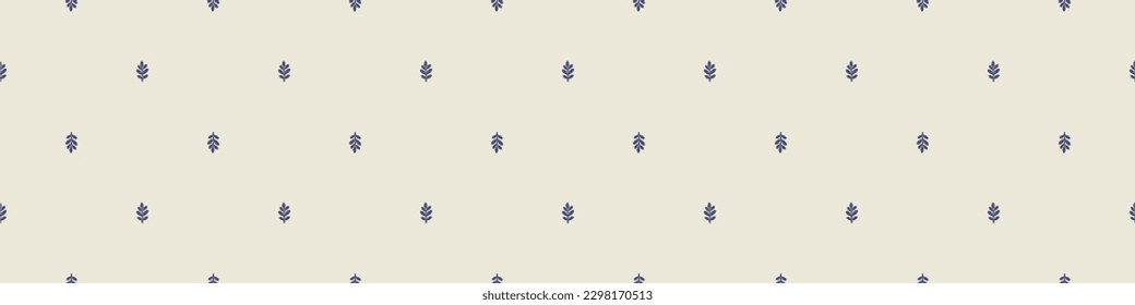Quirky leaf sprig lino cut motif vector pattern. Seamless decoration of whimsical foliate design for scandi background. 