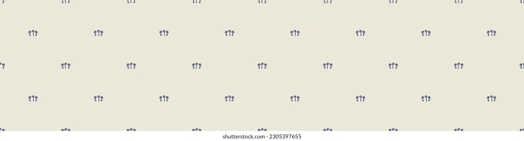 Quirky leaf sprig lino cut motif vector pattern. Seamless decoration of whimsical foliate design for scandi background. 