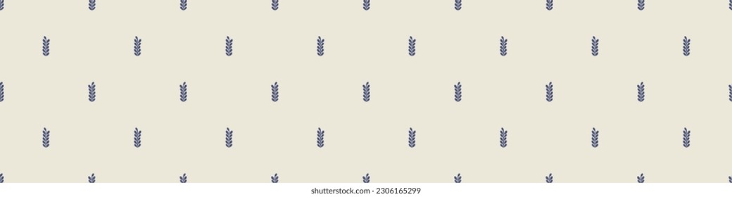 Quirky leaf sprig lino cut motif vector pattern. Seamless decoration of whimsical foliate design for scandi background. 
