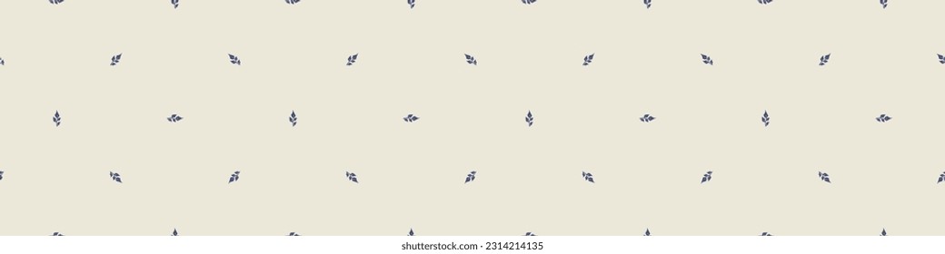 Quirky leaf sprig lino cut motif vector pattern. Seamless decoration of whimsical foliate design for scandi background. 