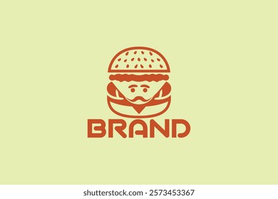 A quirky logo featuring a burger styled as a face, highlighting creativity and uniqueness. Ideal for fast-food chains, restaurants, or culinary startups looking for a fun visual identity.