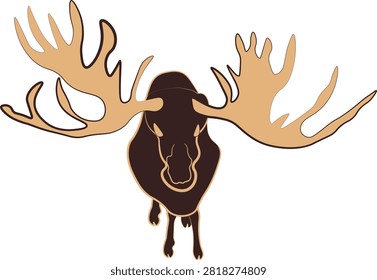 Quirky Moose with Big Antlers Vector Character