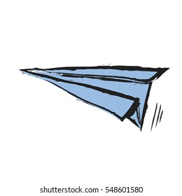 quirky paper airplane, vector icon