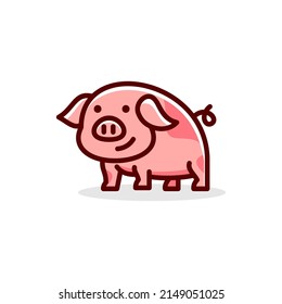 Quirky pig vector. Colorful playful fun drawing of pig piglet for Logo mascot and icon or sign template vector stock illustration