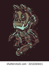 patinaje de ilustraciones de ilustraciones de vector de robots extravagantes