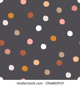 Formas redondeadas y raras vectan un patrón sin fisuras. Diseño festivo de confeti de color natural. La polka abstracta geométrica dibujada a mano alcanza el fondo infantil