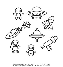 Quirky Science Fiction Alien and UFO Icons