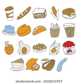 Quirky Sketch and Doodle of Cute Food Organization with Playful Vibe