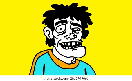 Quirky Smiling Man Portrait Vector for Stickers