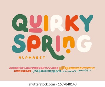 QUIRKY SPRING is uneven, unexpected, playful font. Vector bold font for headings, flyer, greeting cards, product packaging, book cover, printed quotes, logotype, apparel design, album covers, etc. - Shutterstock ID 1689848140
