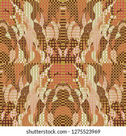 Quirky Tapestry Pattern. Collage Composition.   Gray Vector Seamless Tapestry Pattern. Kaleidoscope Layout. Dynamic Abstract Geometric Background With Organic Shapes. Mosaic Design. Asian Motif.