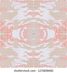 Quirky Tapestry Pattern. Collage Composition.   Vector Seamless Tapestry Pattern. Kaleidoscope Layout. Gray Dynamic Abstract Geometric Background With Organic Shapes. Mosaic Design. Asian Motif.