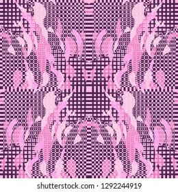 Quirky Tapestry Pattern. Collage Composition.   Gray Vector Seamless Tapestry Pattern. Kaleidoscope Layout. Dynamic Abstract Geometric Background With Organic Shapes. Mosaic Design. Asian Motif.