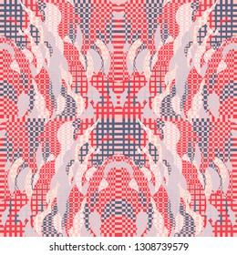 Quirky Tapestry Pattern. Collage Composition.   Gray Vector Seamless Tapestry Pattern. Kaleidoscope Layout. Rhythmic Abstract Geometric Background With Organic Shapes. Mosaic Design. Asian Motif.