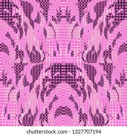Quirky Tapestry Pattern. Collage Composition. Vector Seamless Tapestry Pattern. Kaleidoscope Layout. Dynamic Abstract Geometric Background With Organic Shapes. Mosaic Design. Asian Motif.