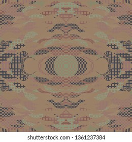 Quirky Tapestry Pattern. Collage Composition.   Gray Vector Seamless Tapestry Pattern. Kaleidoscope Layout. Dynamic Abstract Geometric Background With Organic Shapes. Mosaic Design. Asian Motif.