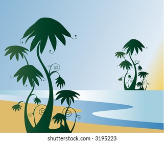 quirky tropical island vector