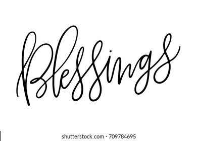 Quirky vector isolated hand lettered religious holiday blessings phrase.  Hand written calligraphy Thanksgiving or Christmas quote on a white background.