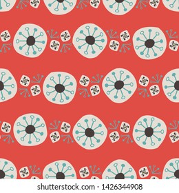 Quirky wheels in a red and blue design make this seamless repeating great for textiles, paper, kids fashion and gift wrapping paper. Cute for birthdays and party goods, too. Retro mid century vibe. 
