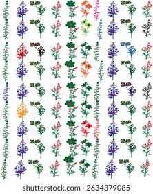 A quirky and whimsical set of flower icons in playful styles. Ideal for greeting cards, textile patterns, children’s projects, and printables