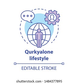 Quirkyalone lifestyle concept icon. Spending time alone idea thin line illustration. Preferring singleness, remain single, singlehood. Vector isolated outline drawing. Editable stroke