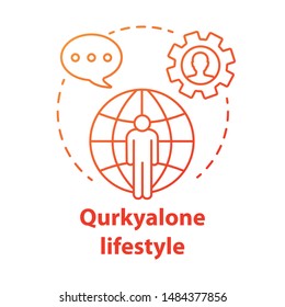 Quirkyalone lifestyle red concept icon. Spending time alone idea thin line illustration. Preferring singleness, remain single, singlehood. Vector isolated outline drawing. Editable stroke