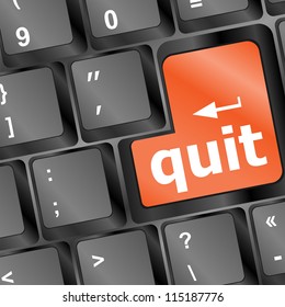 quit button on black internet computer keyboard - vector business concept