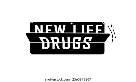 quit drugs, start new life, black isolated silhouette