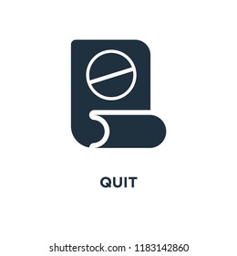 Quit icon. Black filled vector illustration. Quit symbol on white background. Can be used in web and mobile.