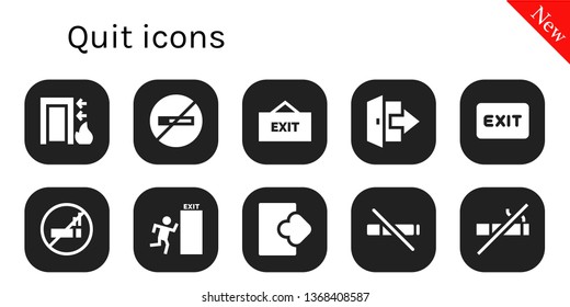 quit icon set. 10 filled quit icons.  Collection Of - Exit, No smoking, Logout, No smoke