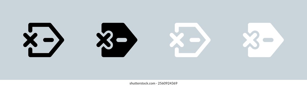 Quit icon set in black and white. Arrow signs vector illustration.