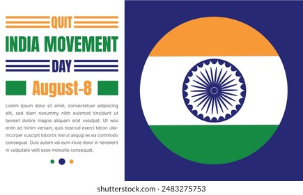 quit india movement day design templet